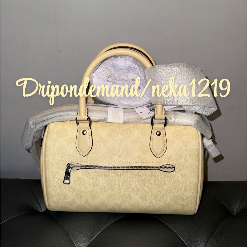 Coach Rowan Satchel Bag In Signature Canvas- Silver/Hay - Picture 4 of 15